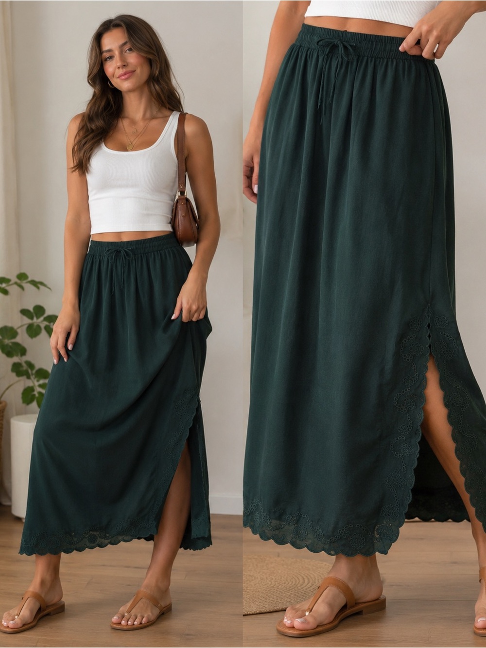 Universal thread green midi skirt